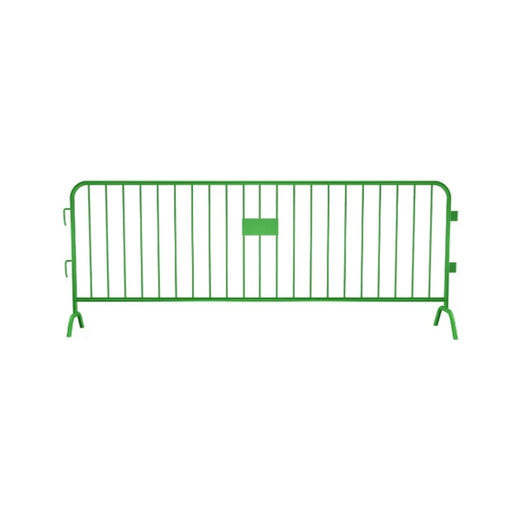 Crowdmaster® Crowd Control Powder Coated Steel Barricade - Bridge Feet - 8.5 Ft Long - Green