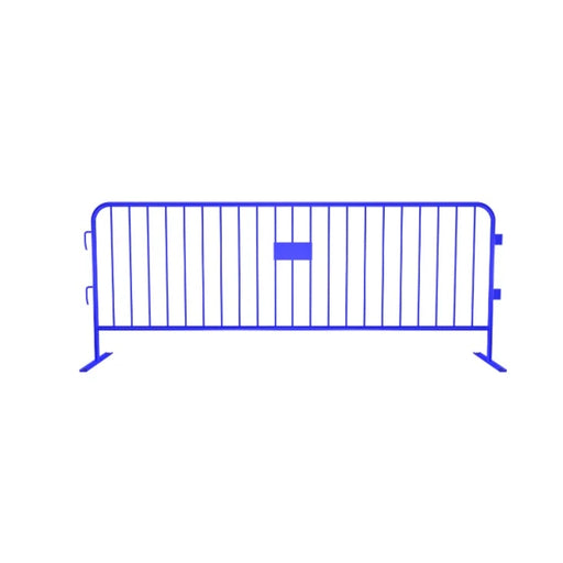 Crowdmaster® Crowd Control Powder Coated Steel Barricade - Flat Feet - 8.5 Ft Long - Blue