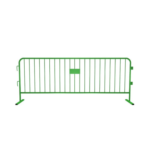 Crowdmaster® Crowd Control Powder Coated Steel Barricade - HD Flat Feet - 8.5 Ft Long - Green