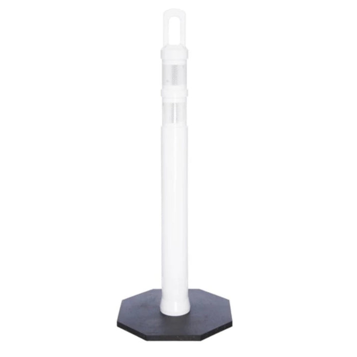 42" JBC Safety Arch Top Traffic Delineator Post Kit - White Post + 12 LBS Base