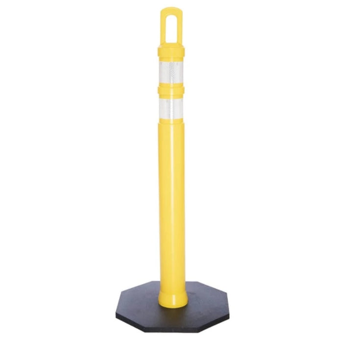 42" JBC Safety Arch Top Traffic Delineator Post Kit - Yellow Post + 12 LBS Base
