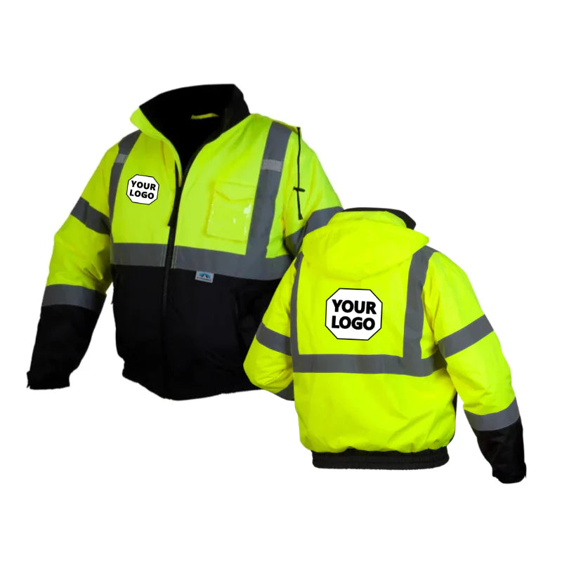 Contractor Jacket Back Logo Example Custom Logo Safety Jackets — Safety Vests and More