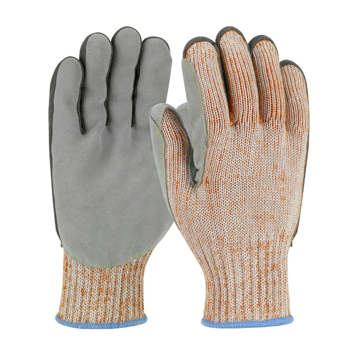 PIP® Seamless Knit HPPE Blended Glove - ANSI Cut Level - A9 - 12 Pairs Pack - Leather Palm - 09-H550SLPV