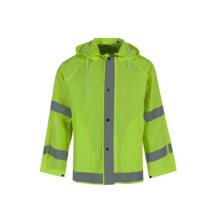 Neese Econoviz Non Ansi Jacket - Snap On Hood with Reflective Taping - Hi Vis Lime