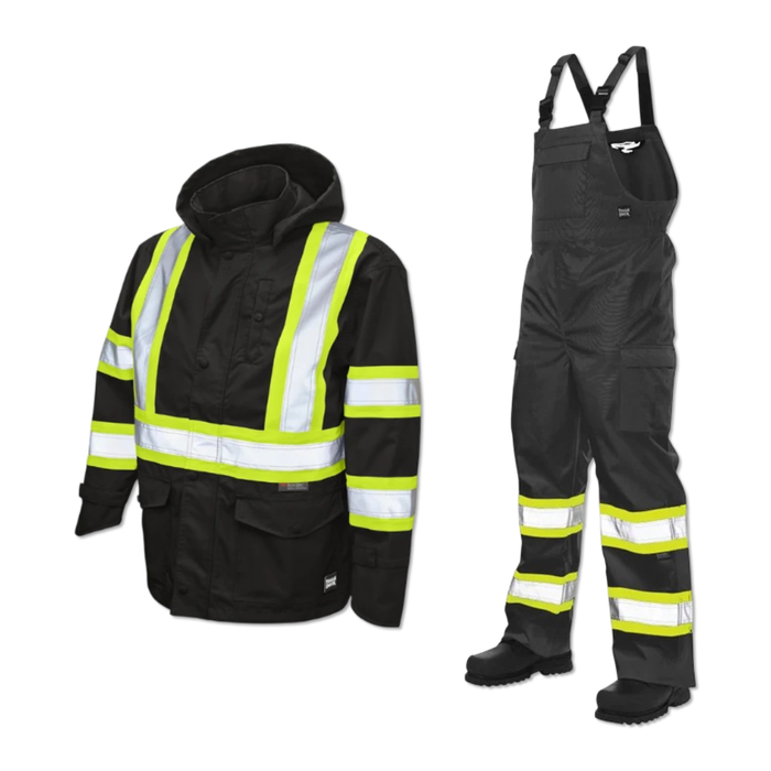 Tough Duck® Hi-Vis Ripstop Rain Jacket and Rain Bib Bundle - SJ25 & SB04