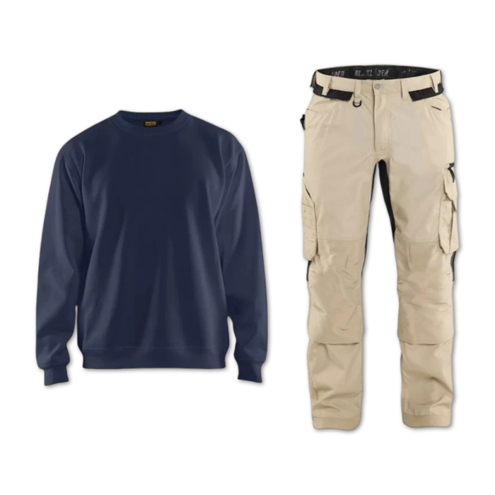 Blaklader® Workwear Crewneck Sweatshirt and Craftsman Work Pant Bundle - 3569 & 1694