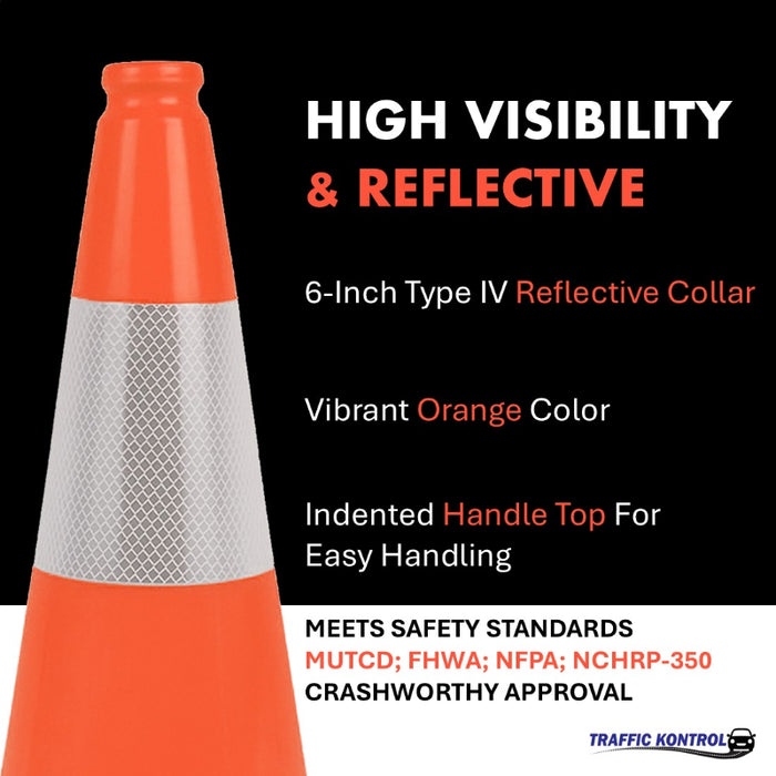 18" DO NOT ENTER Traffic Cone - 3 Lbs - Safety Orange - 6" Inch Hi Intensity Reflective Collars