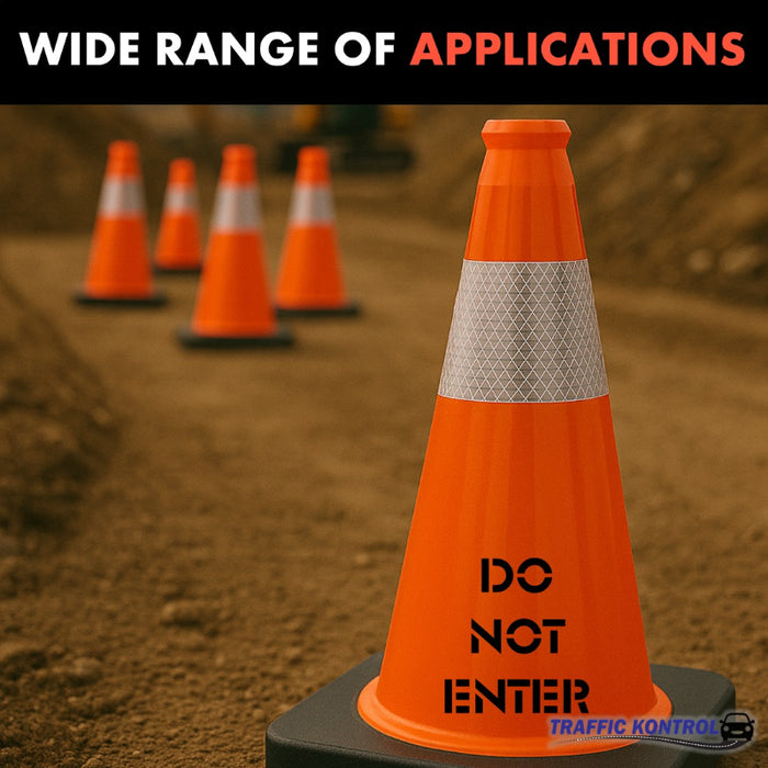18" DO NOT ENTER Traffic Cone - 3 Lbs - Safety Orange - 6" Inch Hi Intensity Reflective Collars