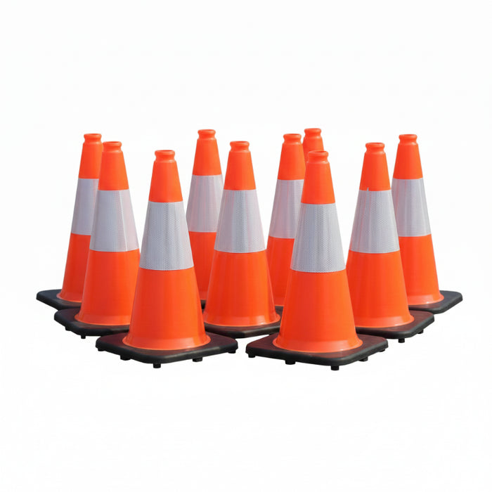 18" Traffic Cone - 3 Lbs - Safety Orange - 6" Inch Hi Intensity Reflective Collars