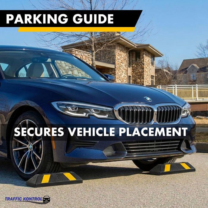 Parking Curb Block - 20" Long Wheel Stop - Yellow / Black Striped Rubber - Bulk Pallet