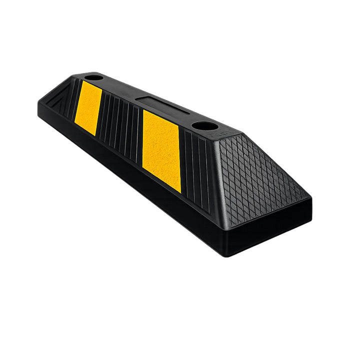 Parking Curb Block - 20" Long Wheel Stop - Yellow / Black Striped Rubber
