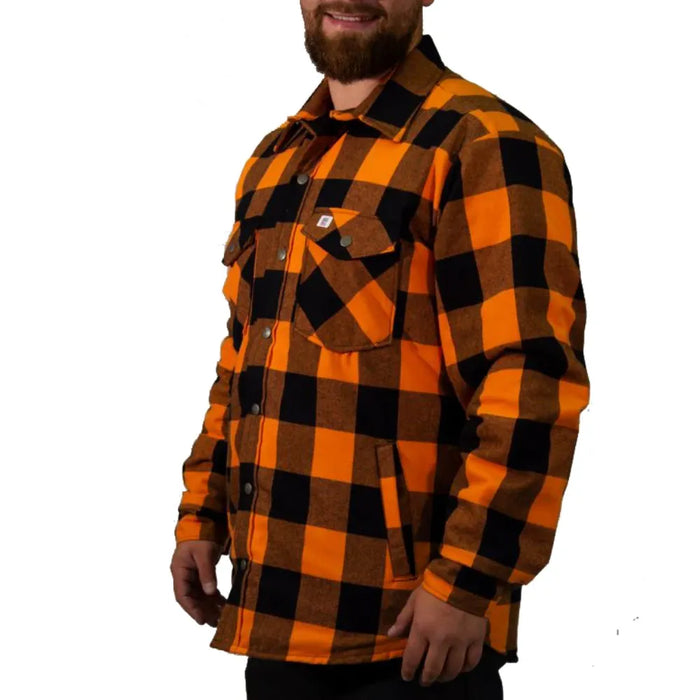 Big Bill Quilted Flannel Shirt Jac with Pockets - Plaid Orange - 223Q