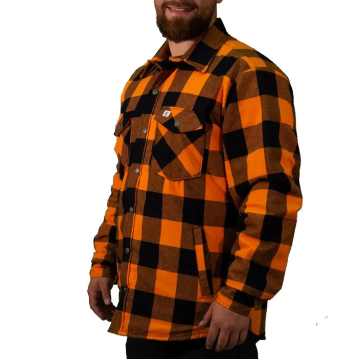 Big Bill Quilted Flannel Shirt Jac with Pockets - Plaid Orange Big Bill Quilted Flannel Shirt Jac with Pockets - Plaid Orange