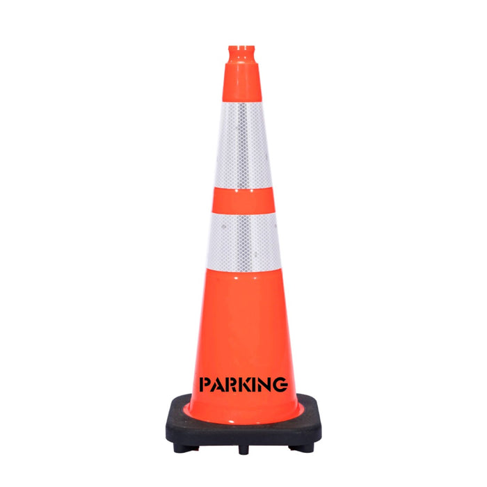 28" PARKING Traffic Safety Cone - 7 Lbs - Orange - 6" + 4" Inch Hi Intensity Reflective Collars