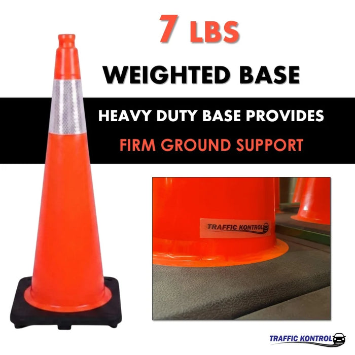 28" Traffic Safety Cone - 7 Lbs - Orange - 6" Inch Hi Intensity Reflective Collars