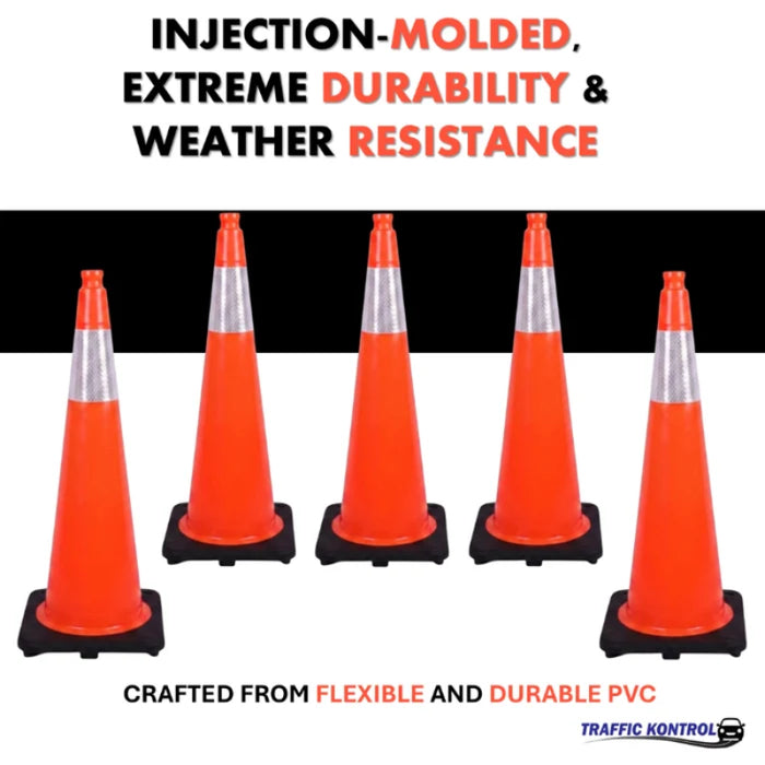 28" Traffic Safety Cone - 7 Lbs - Orange - 6" Inch Hi Intensity Reflective Collars