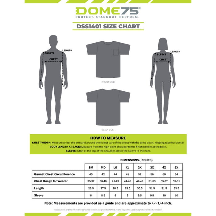 DOME75® DYNAMIC SERIES High Visibility Viz-Dri Short Sleeve Safety T-Shirt - DSS1401