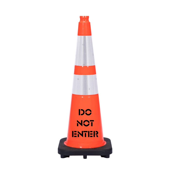 36" DO NOT ENTER Traffic Safety Cone - 12 Lbs - Orange - 6" + 4" Inch Reflective Collars - Bulk Pallet