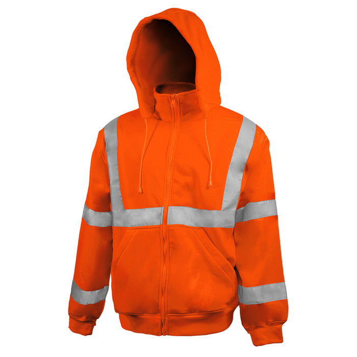 Reflective Apparel™ Full Zip Sweatshirt with Removable Hood -Type R ANSI Class 3 - 602ST
