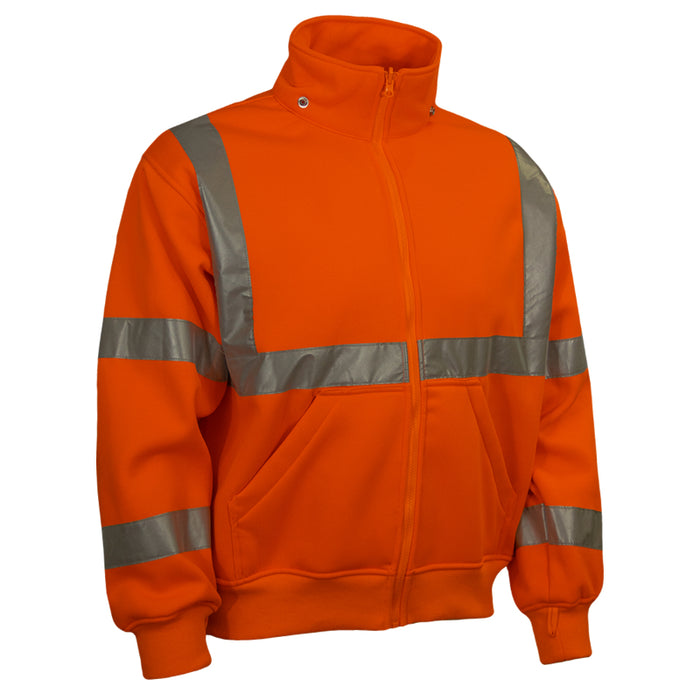 Reflective Apparel™ Full Zip Sweatshirt with Removable Hood -Type R ANSI Class 3 - 602ST