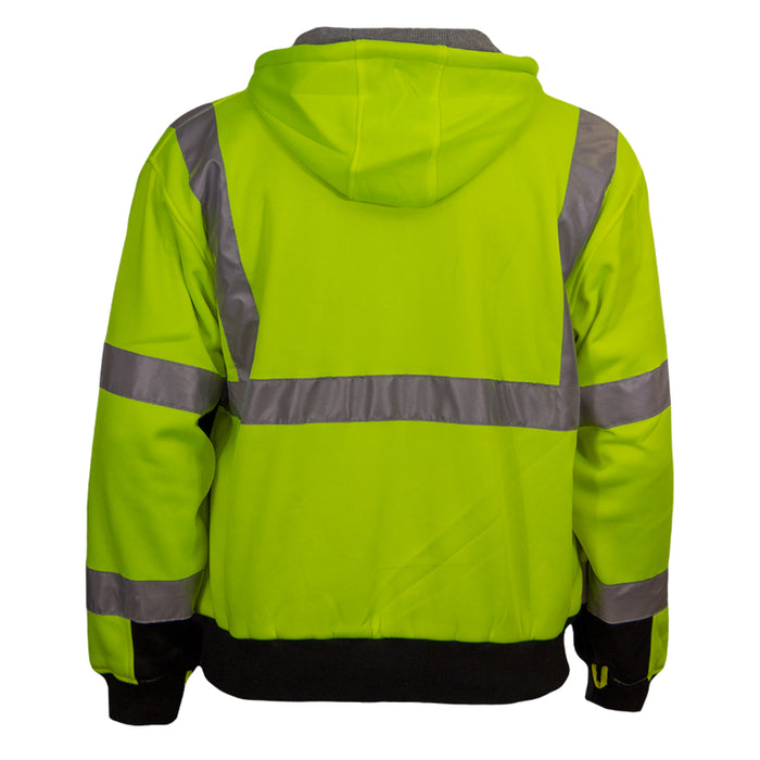 Reflective Apparel™ Full Zip Hooded Sweatshirt with Black Bottom - Type R ANSI Class 3 - 603ST