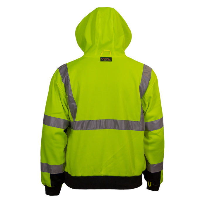 Reflective Apparel™ Full Zip Hooded Sweatshirt with Black Bottom - Type R ANSI Class 3 - 603ST