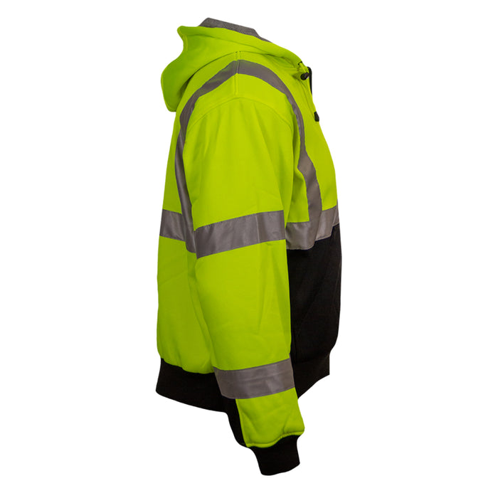 Reflective Apparel™ Full Zip Hooded Sweatshirt with Black Bottom - Type R ANSI Class 3 - 603ST