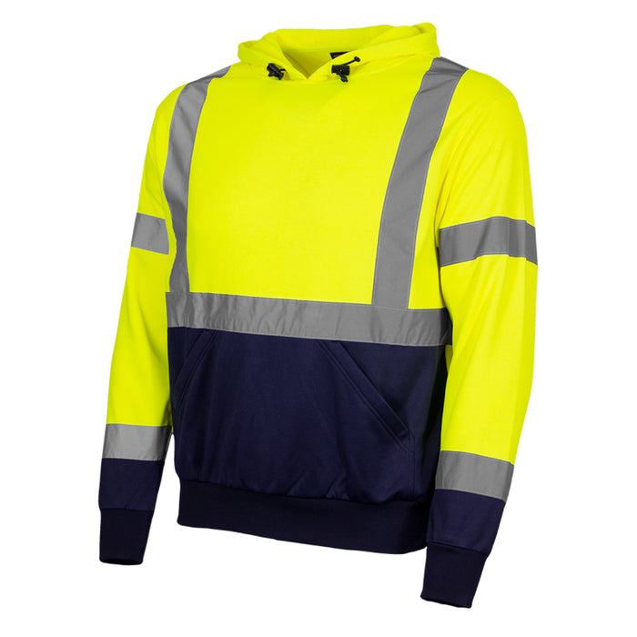 Reflective Apparel™ Pull Over Hooded Sweatshirt with Navy Bottom - Type R ANSI Class 3 - 604GT