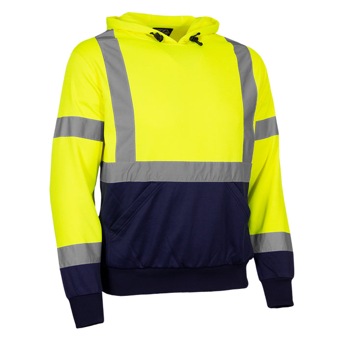 Reflective Apparel™ Pull Over Hooded Sweatshirt with Navy Bottom - Type R ANSI Class 3 - 604GT