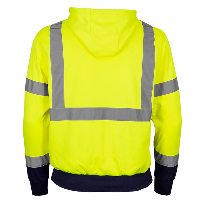 Reflective Apparel™ Pull Over Hooded Sweatshirt with Navy Bottom - Type R ANSI Class 3 - 604GT