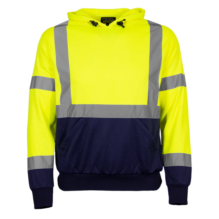 Reflective Apparel™ Pull Over Hooded Sweatshirt with Navy Bottom - Type R ANSI Class 3 - 604GT