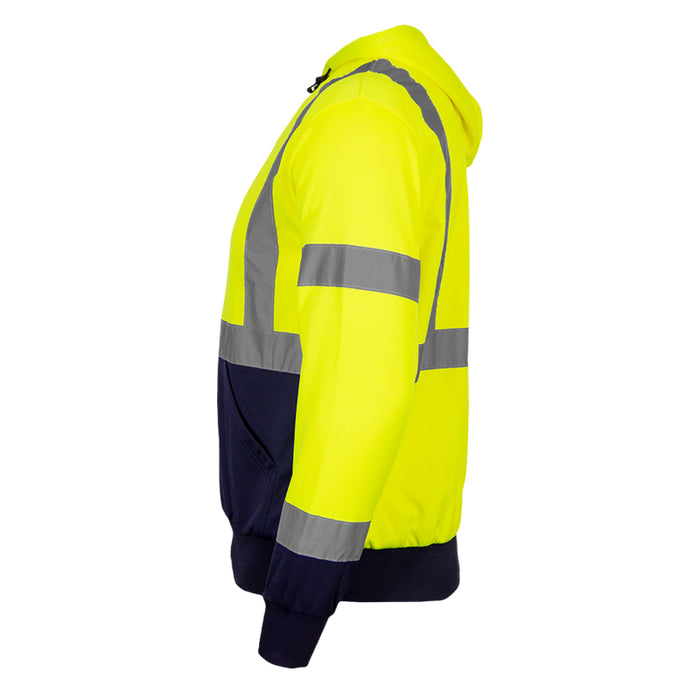 Reflective Apparel™ Pull Over Hooded Sweatshirt with Navy Bottom - Type R ANSI Class 3 - 604GT