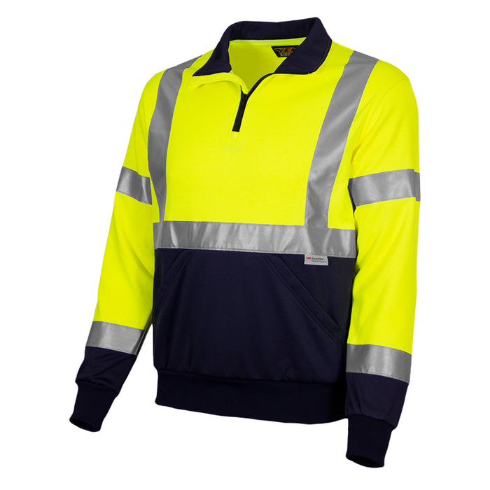 Reflective Apparel™ Quarter-Zip Pullover Sweatshirt with Navy Bottom – Type R ANSI Class 3 – 605GT