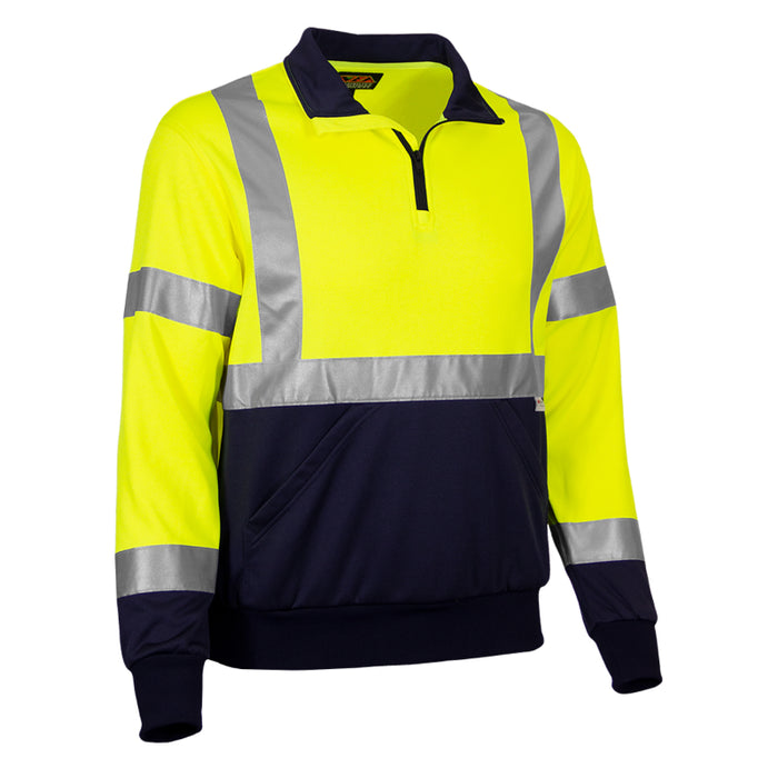Reflective Apparel™ Quarter-Zip Pullover Sweatshirt with Navy Bottom – Type R ANSI Class 3 – 605GT