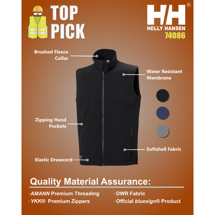 Helly Hansen® Zip-In Softshell Vest - Adjustable Hem - 74086