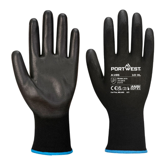 PORTWEST Touchscreen Work Gloves - ANSI Cut Level A1 - Black - A195