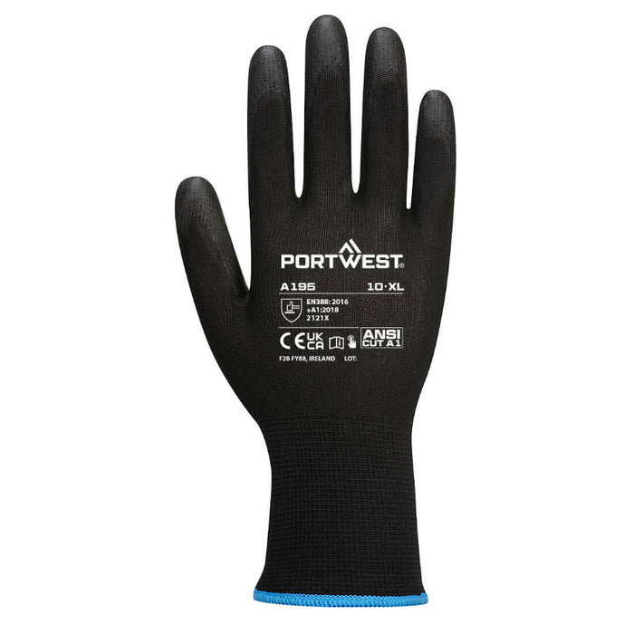 PORTWEST Touchscreen Work Gloves - ANSI Cut Level A1 - Black - A195