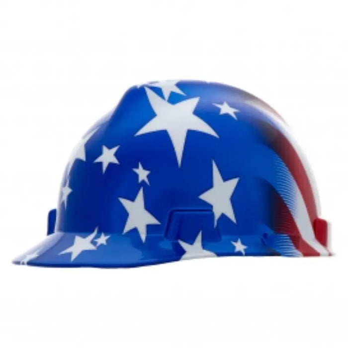MSA® American Flag Hard Hat With 2 Eagles - V-Gard Brim
