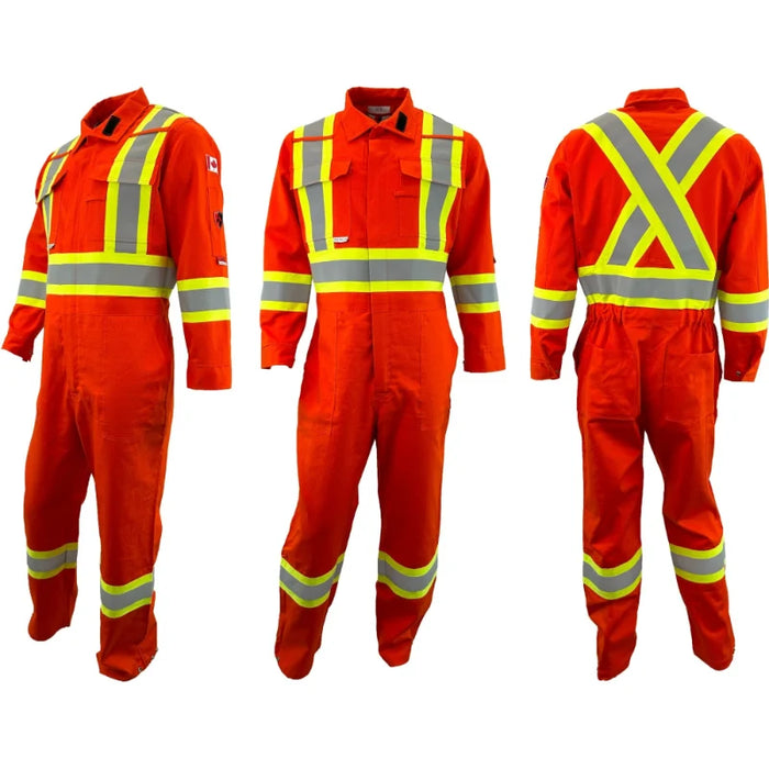 Atlas Guardian® Poly/Cotton Non-FR 4” Hi Vis Safety Coveralls - Orange - OR7410