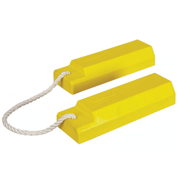 Aviation Wheel Chock 12" - Small to Mid Sized Aircraft - Roped Pair - Yellow