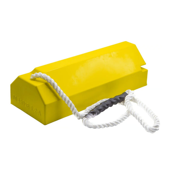 Aviation Wheel Chock 20" with Qantas Locking Rope - Rubber Pad - Yellow