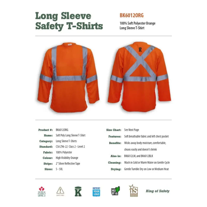 Big K Clothing® High Visibility Long Sleeve Safety T-Shirt  - BK6012