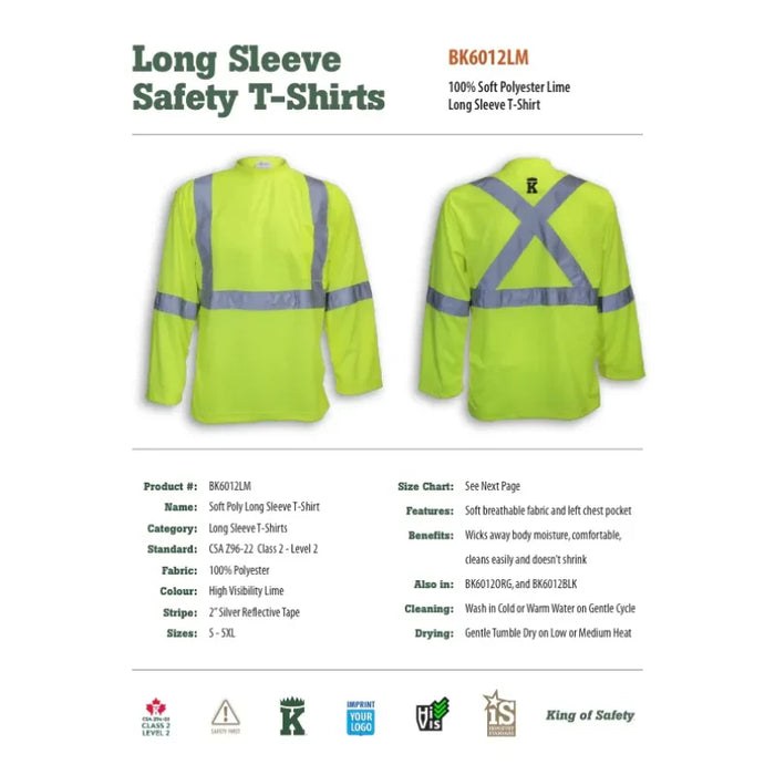 Big K Clothing® High Visibility Long Sleeve Safety T-Shirt  - BK6012
