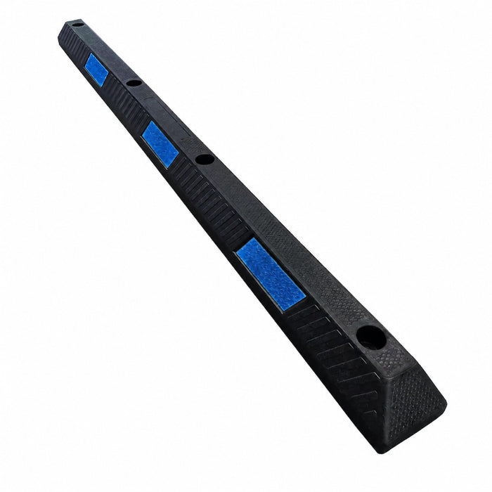 Parking Curb Block - 6 ft Long Wheel Stop - Blue / Black Striped Rubber