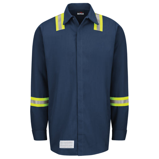 Bulwark® FR Enhanced Visibility Concealed-Gripper Pocketless Work Shirt - SMS6