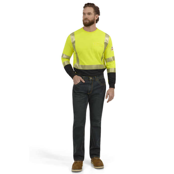Bulwark® Hi-Visibility Lightweight Colorblock  FR Long Sleeve T-Shirt CAT 2 - SMB2