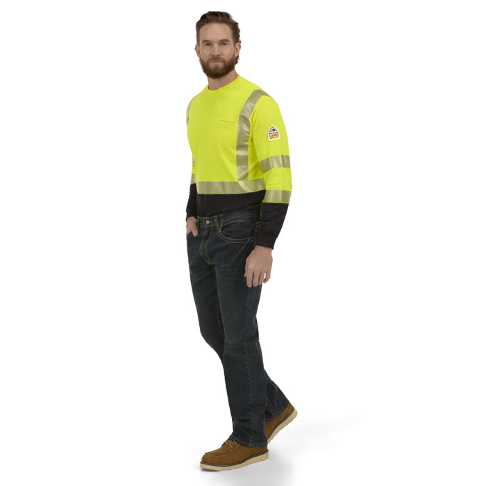 Bulwark® Hi-Visibility Lightweight Colorblock  FR Long Sleeve T-Shirt CAT 2 - SMB2