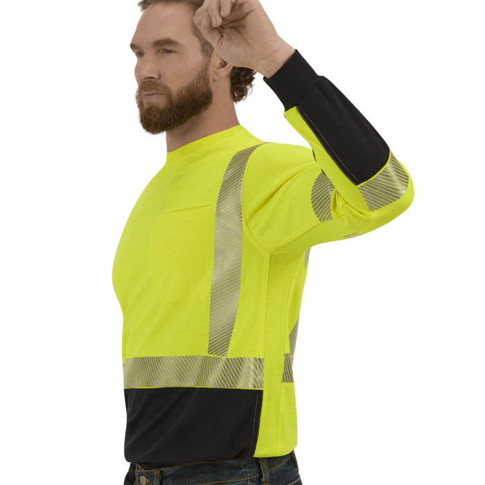 Bulwark® Hi-Visibility Lightweight Colorblock  FR Long Sleeve T-Shirt CAT 2 - SMB2