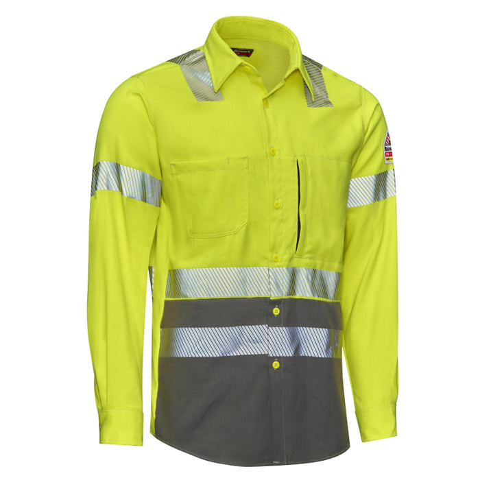 Bulwark® Men's High Visibility FR Color Block Uniform Shirt - ANSI Class 3 - CAT 2 - S1B2