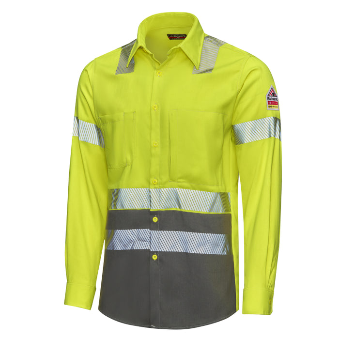 Bulwark® Men's High Visibility FR Color Block Uniform Shirt - ANSI Class 3 - CAT 2 - S1B2